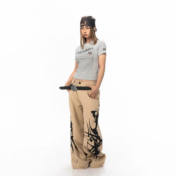 Stretch Cropped Printed T-Shirt Hot on Sale - Image 5