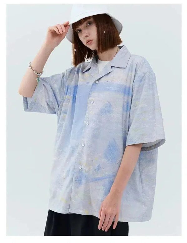 Monet Oil painting Button-Down Shirt on Sale - Image 4
