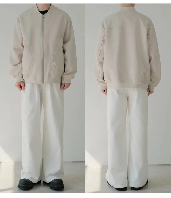 Classic Zip-Up Bomber Jacket Hot on Sale - Image 4