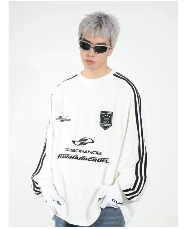 Sports Stitching Embroidery Round Neck Shirt For Sale - Image 5