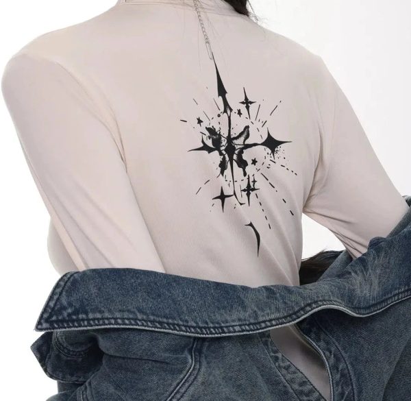 Slim Graffiti Bottoming Shirt Hot on Sale - Image 4
