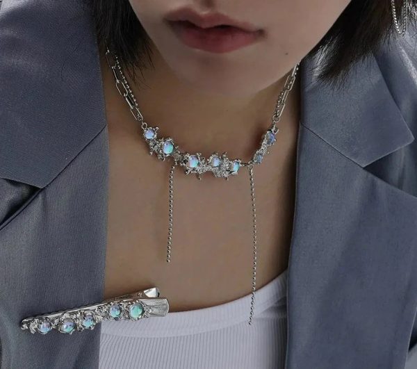 Moonstone Tassel Necklace For Sale