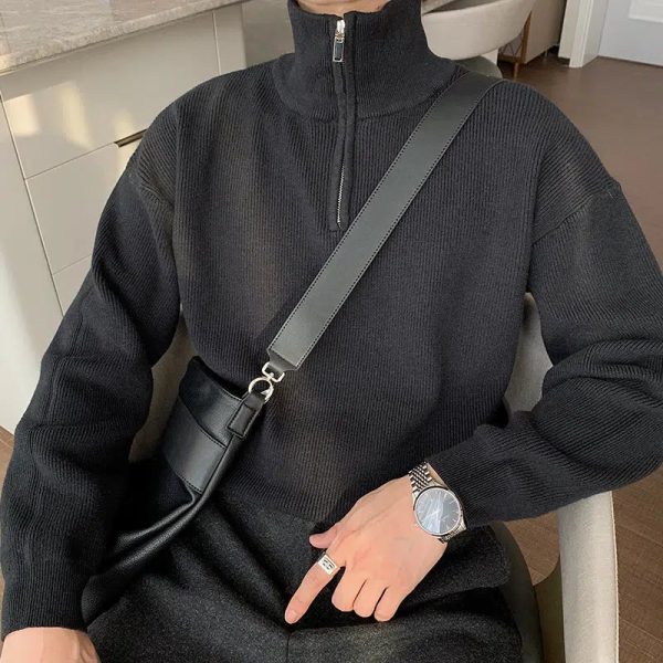 Pleated Half-zip Turtleneck Sweater Online Sale - Image 4