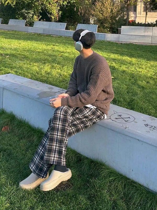 Casual Fit Drawstring Plaid Pants on Sale - Image 2