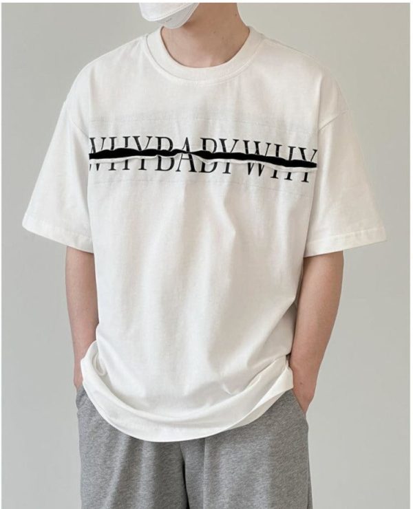 Split Printed Short-sleeved T-shirt Online - Image 2