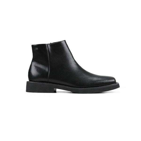 PU Leather Zipper Square Toe Boots For Discount - Image 2