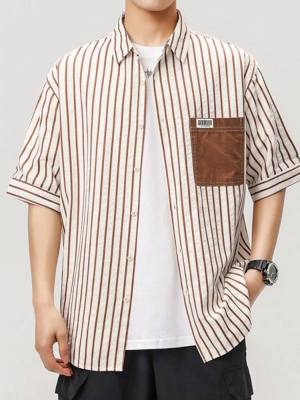 Vertical Striped Lapel Shirt Online - Image 2