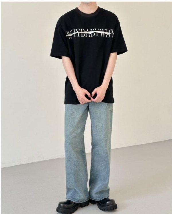 Split Printed Short-sleeved T-shirt Online - Image 3