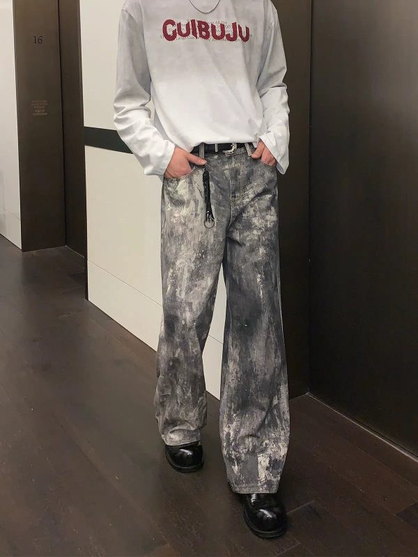 Ink-Dyed Wide-Leg Denim Pants For Discount - Image 4
