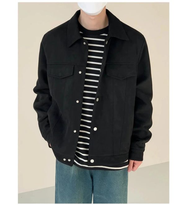 Side Seam Pocket Suede Jacket For Cheap - Image 3