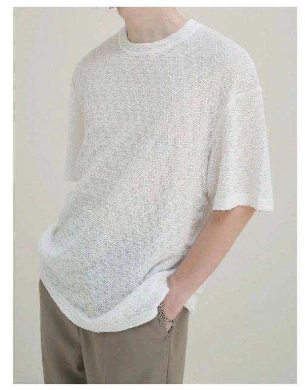 Knitted Lightweight Short-sleeved T-shirt Hot on Sale