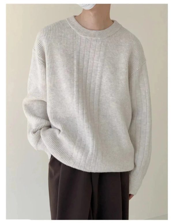 Light Gray Drape Crew Neck Sweater Online now - Image 2