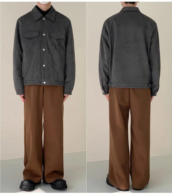 Side Seam Pocket Suede Jacket For Cheap - Image 4