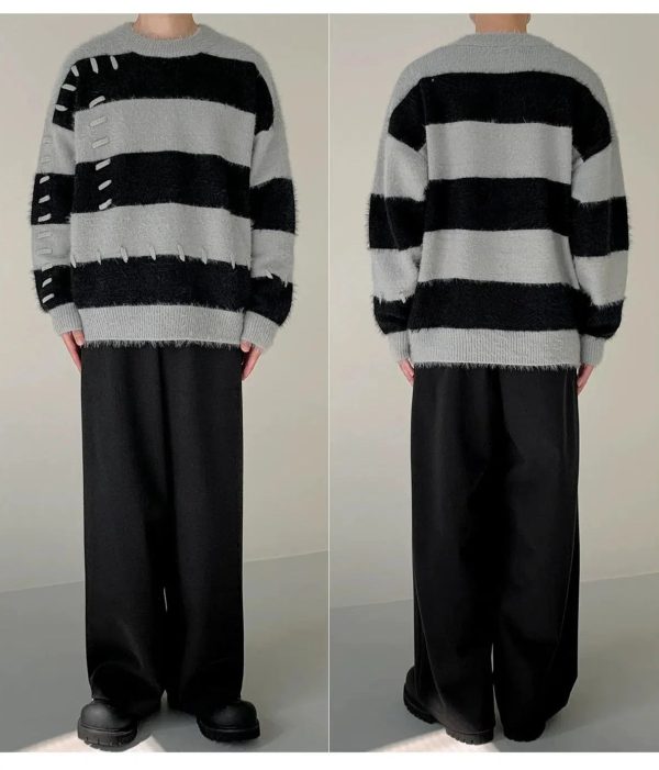 Patch Mohair Striped Sweater Online now - Image 4