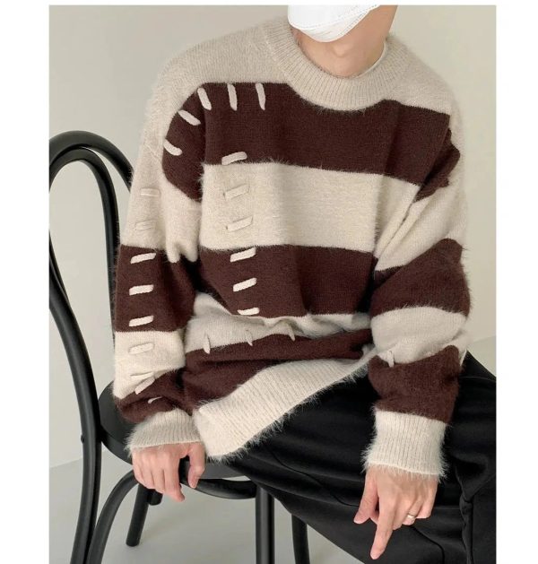 Patch Mohair Striped Sweater Online now