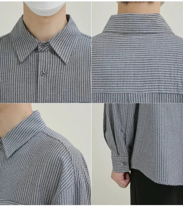 Vertical Stripe Button-down Shirt For Cheap - Image 5