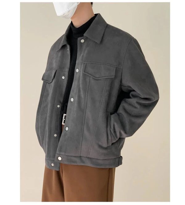Side Seam Pocket Suede Jacket For Cheap - Image 2