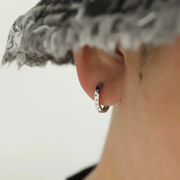 Inset Colored Zircon Hoop Earrings Supply - Image 3
