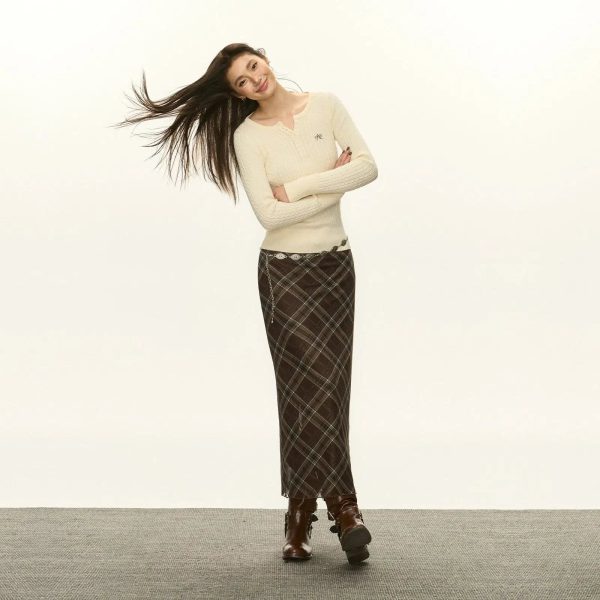 Classic Plaid Longline Maxi Skirt Sale - Image 5