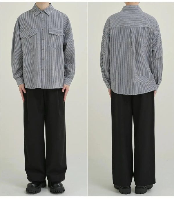 Vertical Stripe Button-down Shirt For Cheap - Image 4