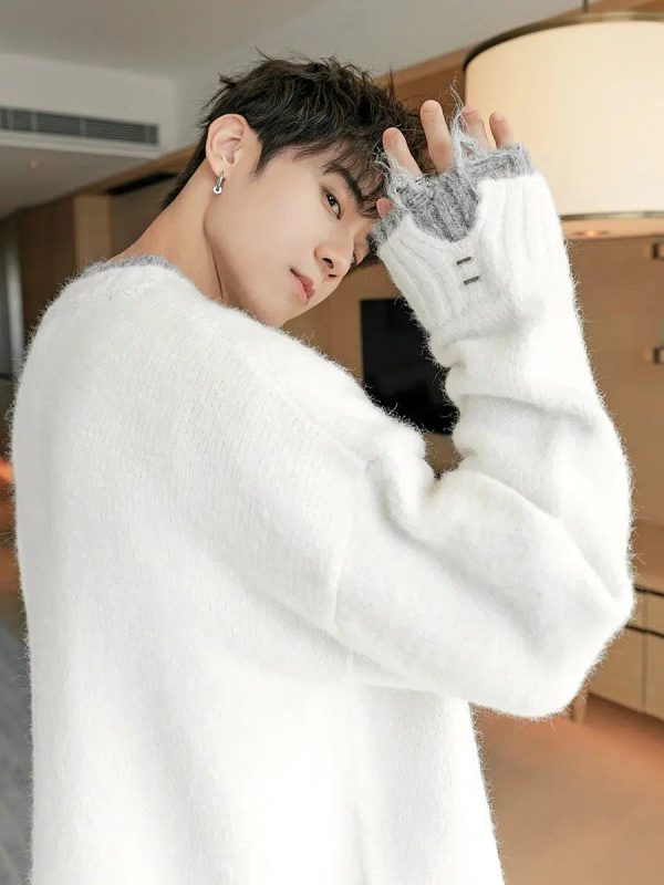 Contrast Color Crew Neck Sweater Sale - Image 5