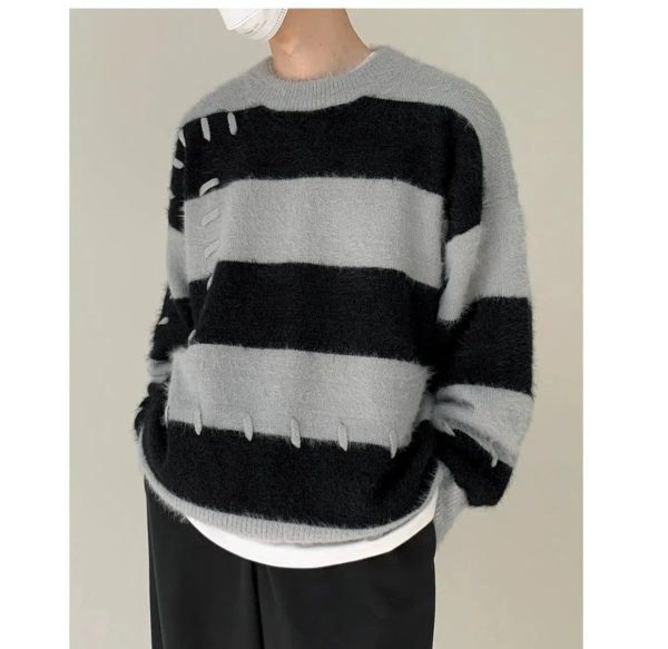 Patch Mohair Striped Sweater Online now - Image 2