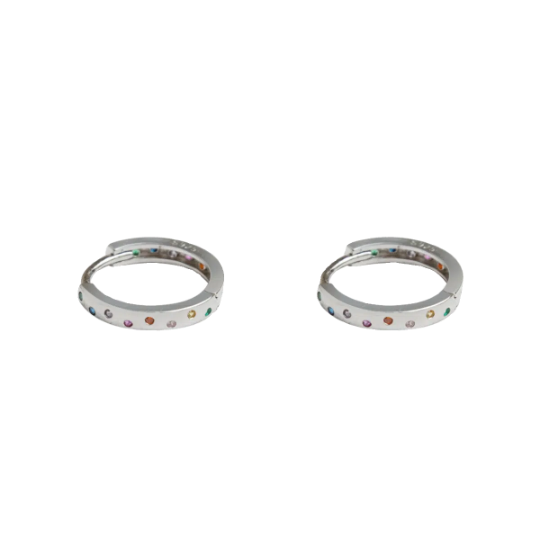Inset Colored Zircon Hoop Earrings Supply - Image 5
