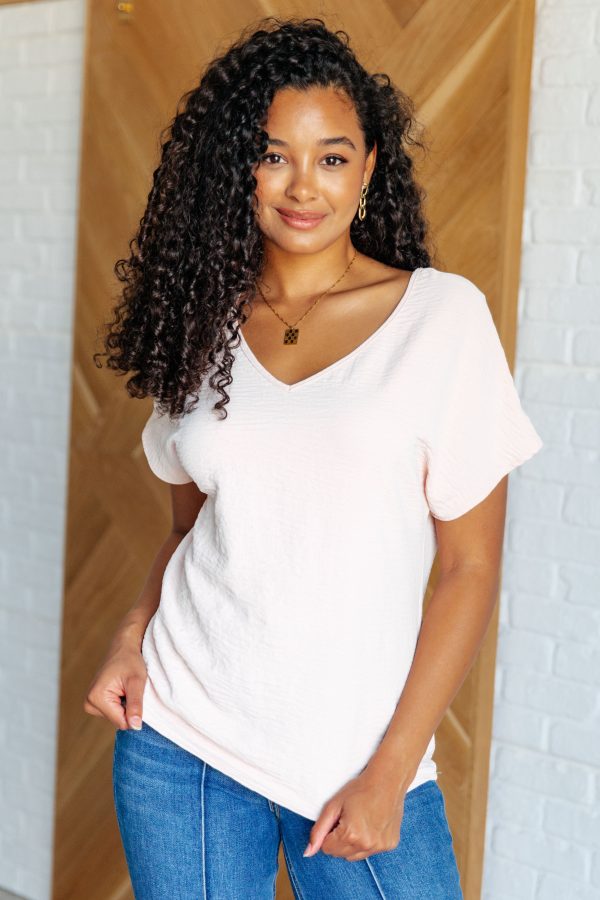 Hazel Blues® |  Frequently Asked Questions V-Neck Top in Blush For Discount - Image 3