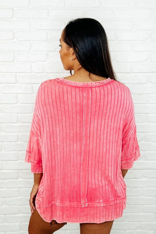 Hazel Blues® |  Loosely Speaking Oversized Basic Top in Fuchsia Online - Image 4