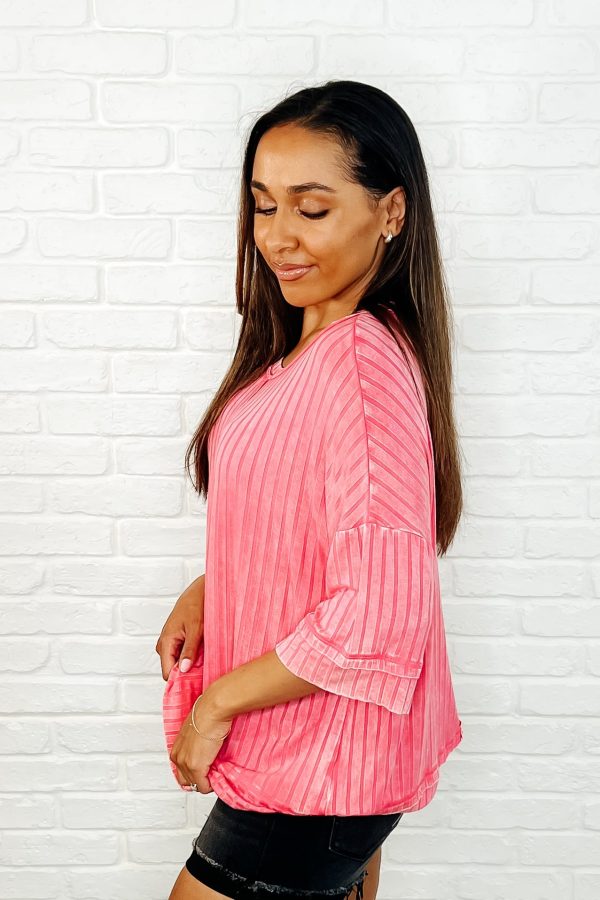 Hazel Blues® |  Loosely Speaking Oversized Basic Top in Fuchsia Online - Image 3