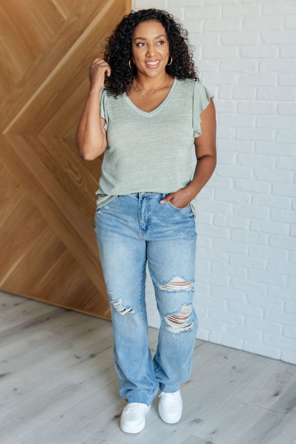 Hazel Blues® |  Take It In Flutter Sleeve Top Hot on Sale - Image 4