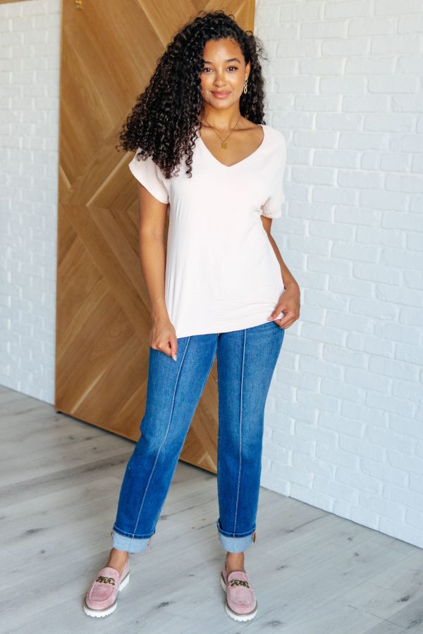 Hazel Blues® |  Frequently Asked Questions V-Neck Top in Blush For Discount - Image 5